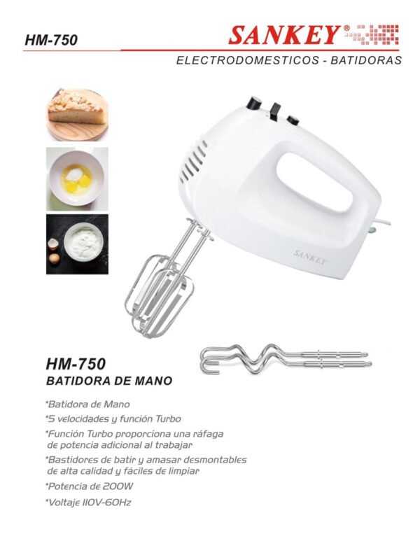 Batidora De Mano de 5 Velocidades SANKEY (HM-750) - Imagen 5